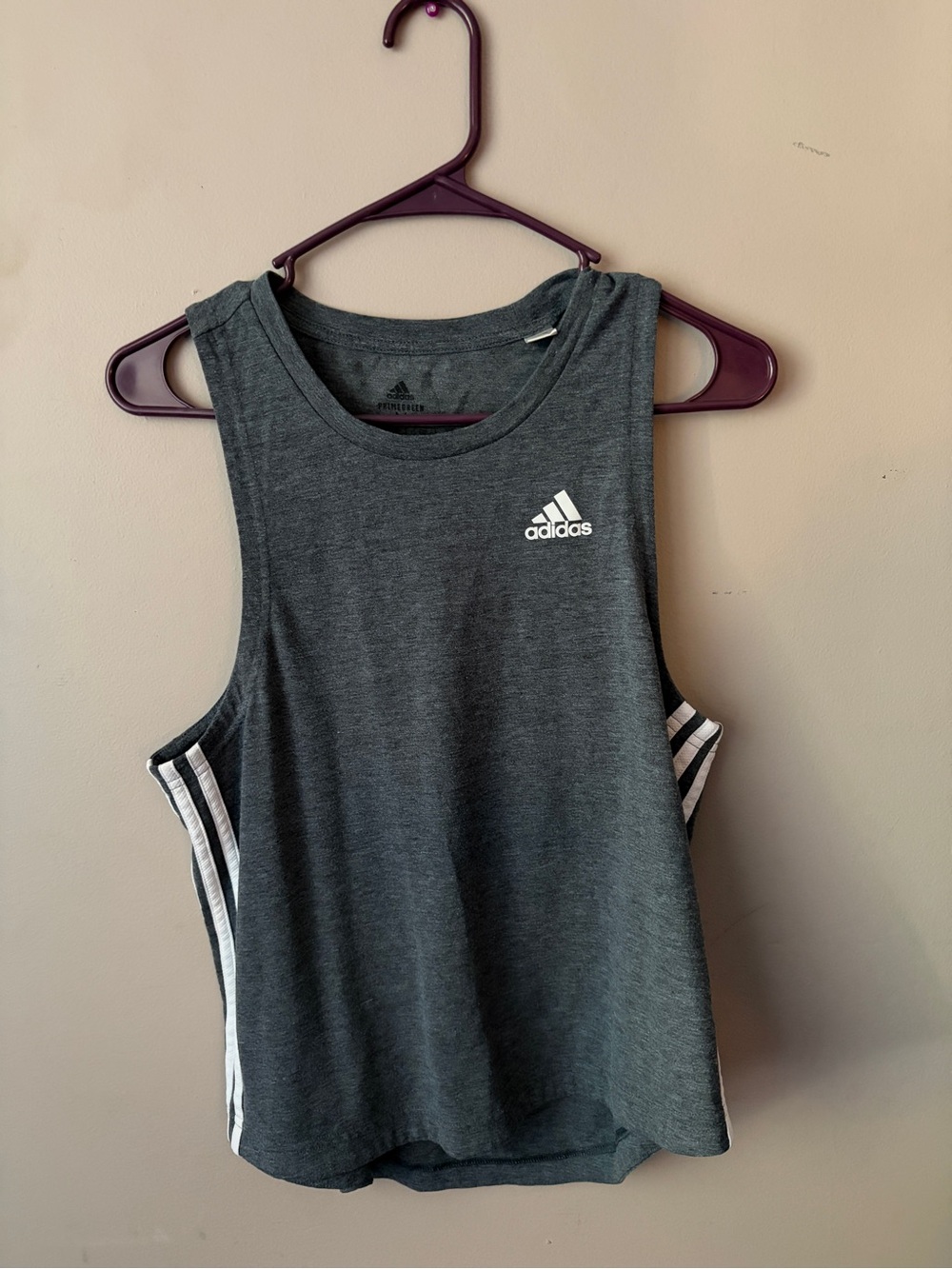 adidas Gray Athletic Tee with Black Neck Trim